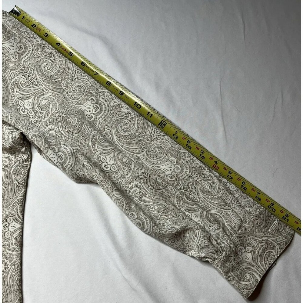 Liz Claiborne Collection Cream With Brown Paisley Pattern Button Down Size 10 - Picture 11 of 12